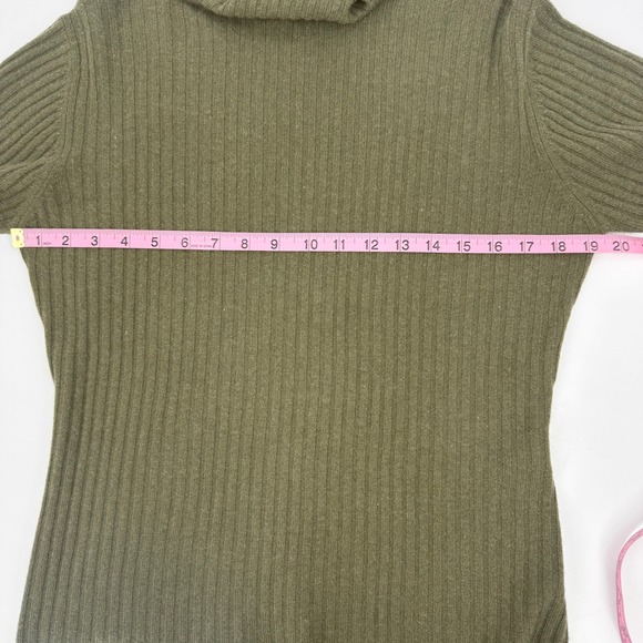 Mendocino Cashmere Olive Green Ribbed Turtleneck Sweater - Picture 7 of 9